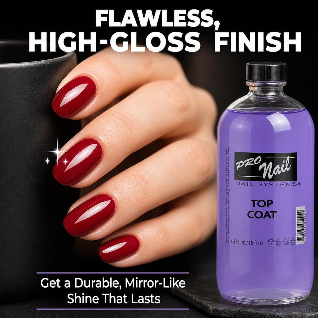 PRO NAIL - Nail Polish Top Coat - High Gloss, Chip Resistant, Long-Lasting Shine for Manicure &amp; Pedicure