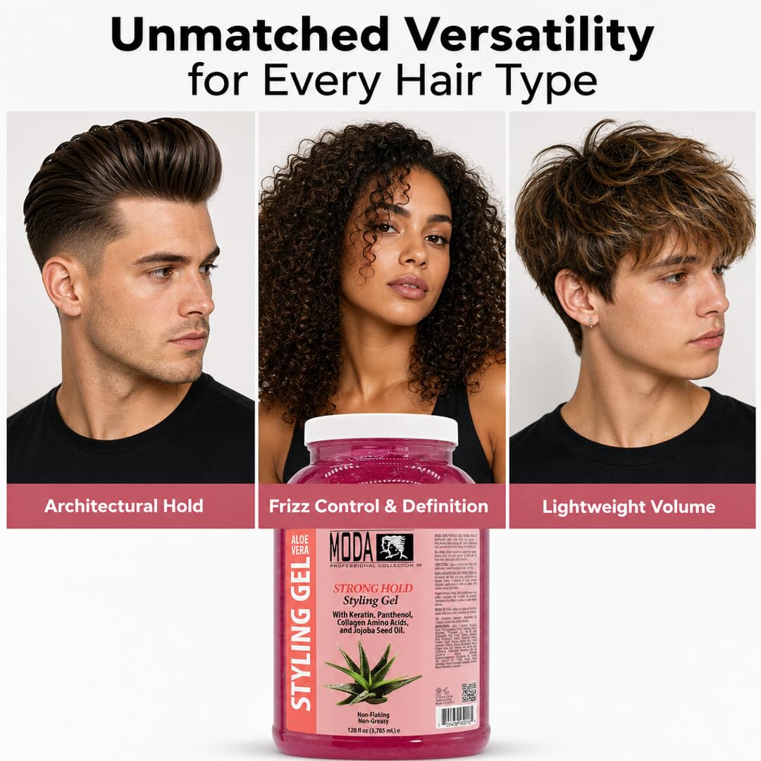 MODA Regular Hold Styling Gel – Nourishes &amp; Repairs with Glycerin, Keratin, Panthenol, Collagen &amp; Vitamin E – Long-Lasting Flexible Hold for All Hair Types