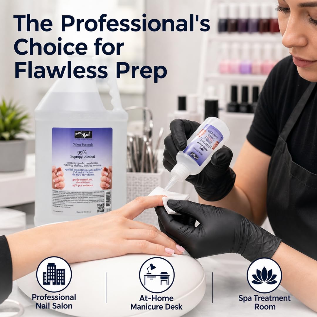 PRO NAIL Isopropyl Alcohol - Cleans, Sanitizes, and Disinfects with Antiseptic Properties