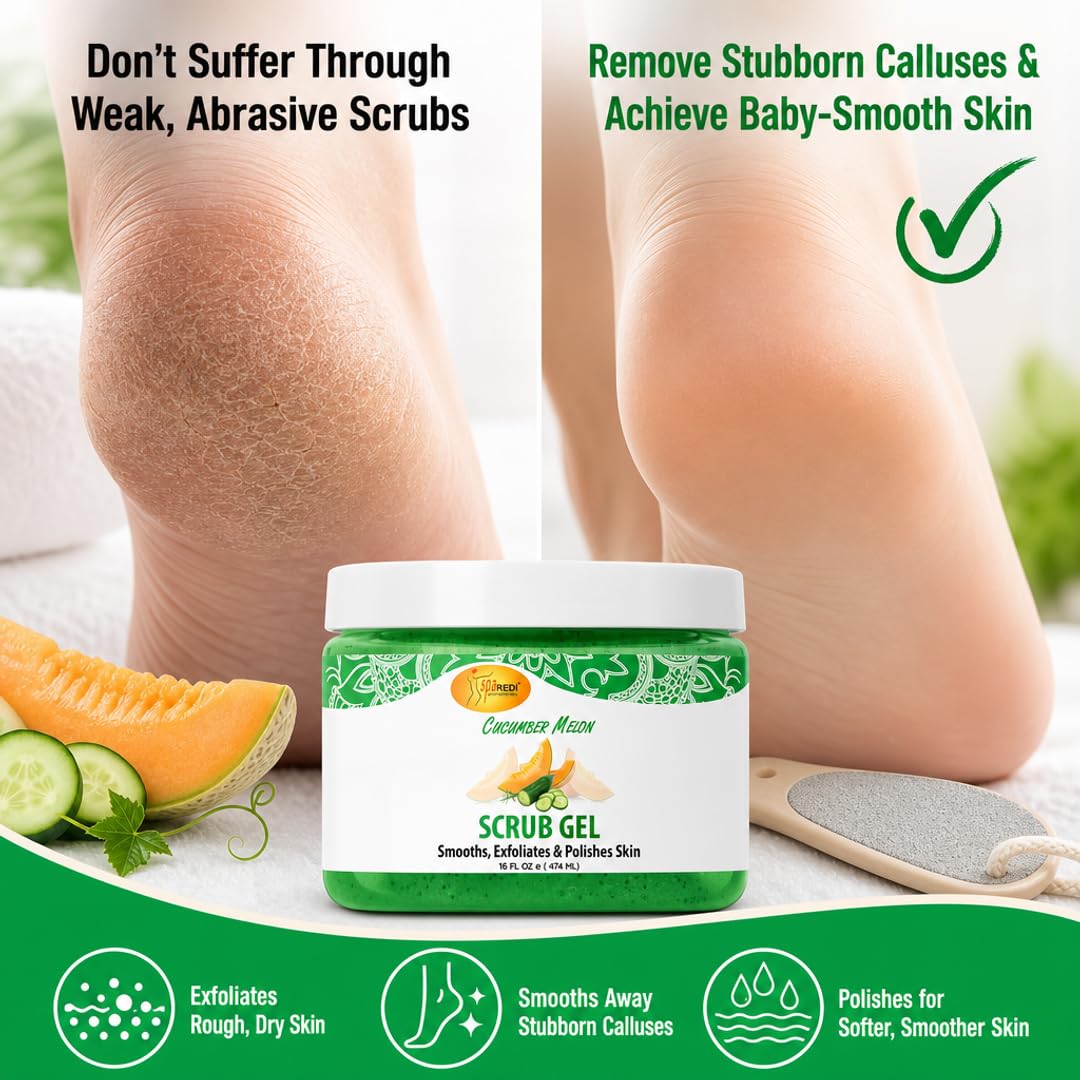 SPA REDI Exfoliating Scrub Pumice Gel - Hydrating Body Exfoliator with Hyaluronic Acid - Refresh &amp; Revitalize