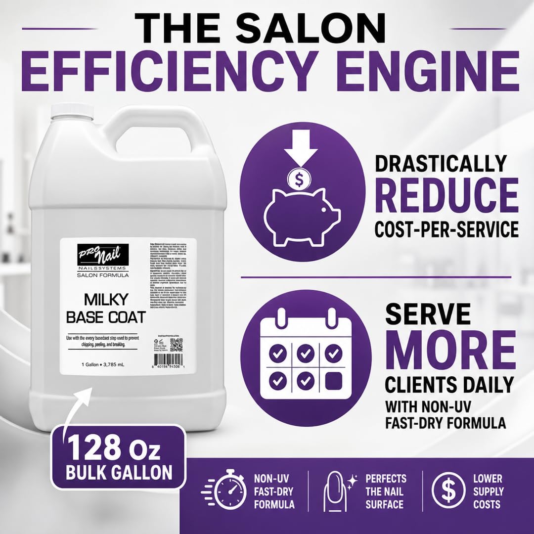 PRO NAIL Milky Base Coat - Professional Strength Nail Polish Hardener - Prevents Chipping - Fast Dry