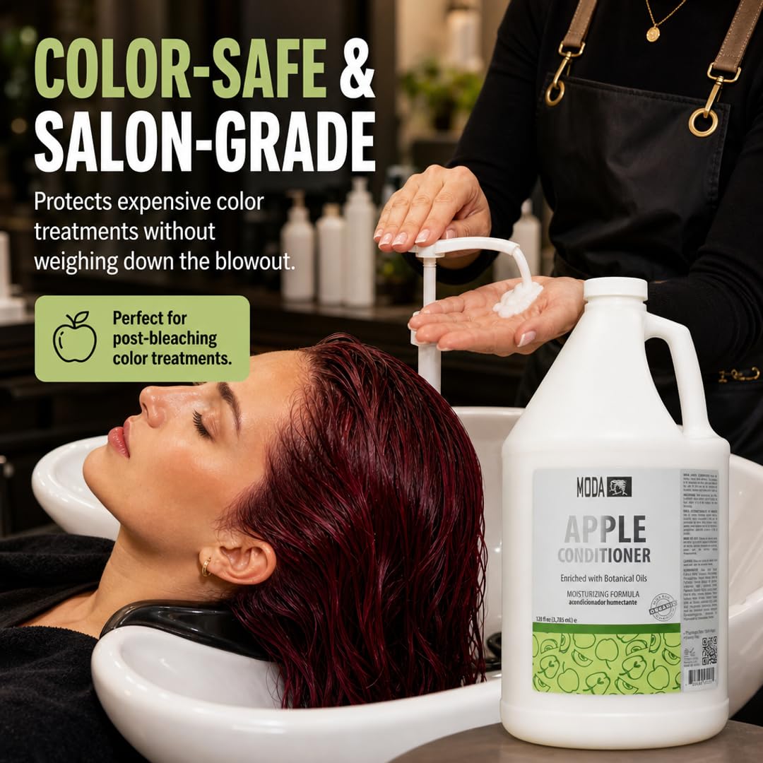 MODA Moisturizing Conditioner for All Hair Types – Professional Treatment – Balsam and Protein Formula – Strengthens, Hydrates, Adds Volume, Restores Shine and Protects Color