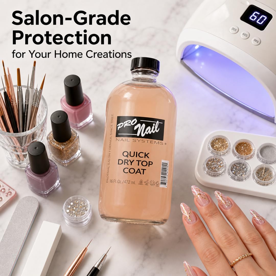 PRO NAIL - Quick Dry Nail Polish Top Coat - Professional Strength, Fast Dry, High Gloss Shine