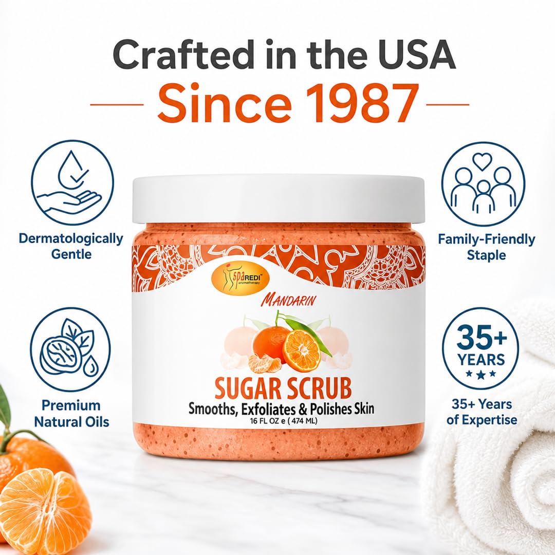 SPA REDI Sugar Body Scrub - Exfoliating &amp; Moisturizing for Smooth, Fresh Skin