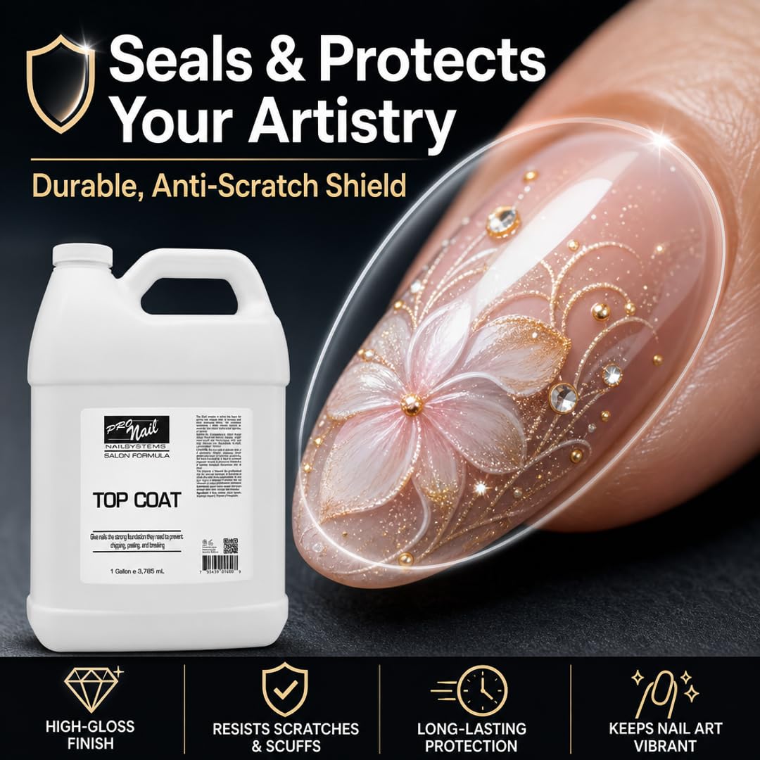 PRO NAIL - Nail Polish Top Coat - High Gloss, Chip Resistant, Long-Lasting Shine for Manicure &amp; Pedicure - Beauty Market Online