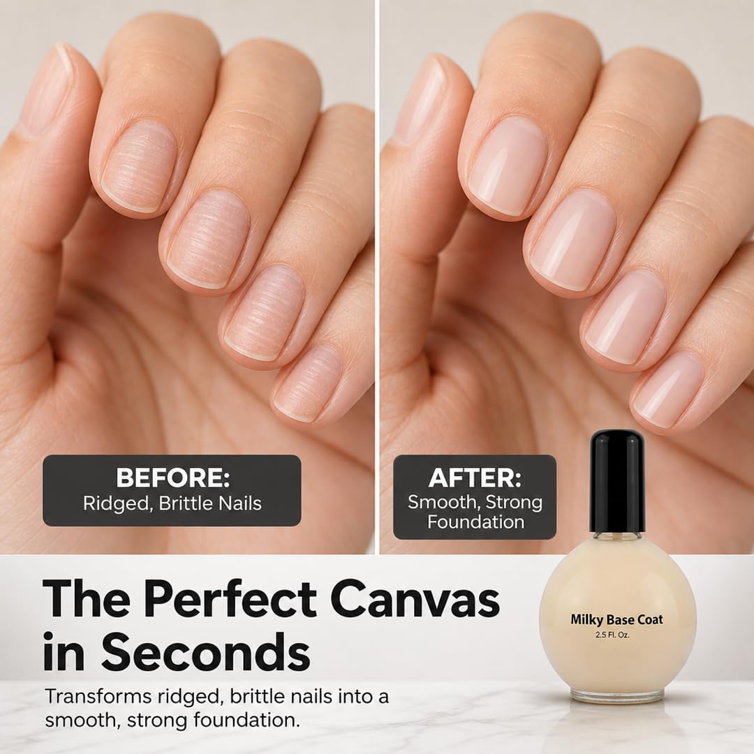 PRO NAIL Milky Base Coat - Professional Strength Nail Polish Hardener - Prevents Chipping - Fast Dry - Beauty Market Online