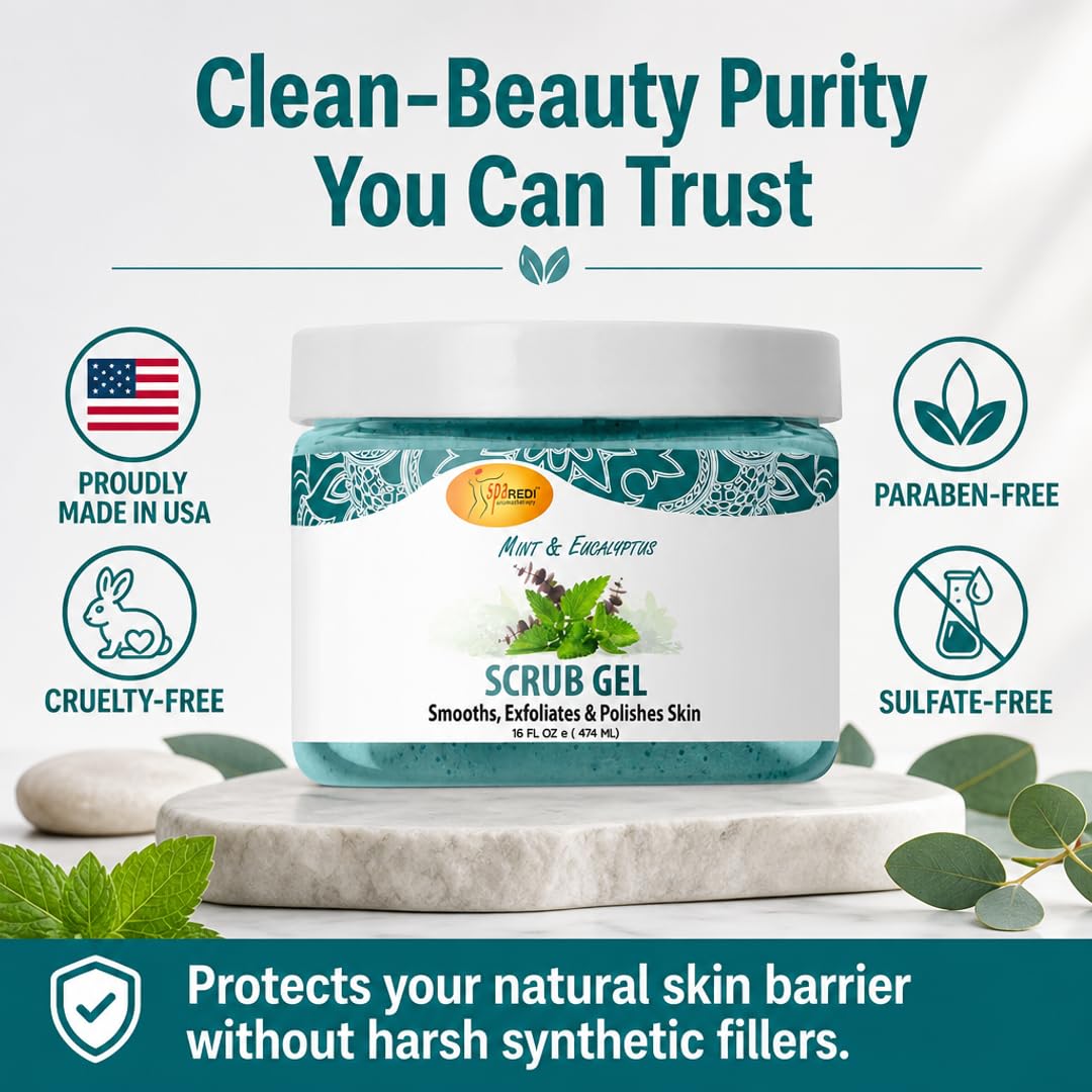 SPA REDI Exfoliating Scrub Pumice Gel - Hydrating Body Exfoliator with Hyaluronic Acid - Refresh &amp; Revitalize