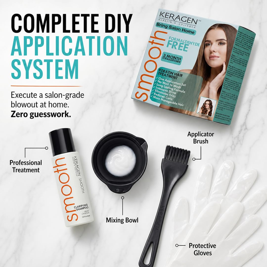 KERAGEN Brazilian Keratin Smoothing Treatment Formaldehyde-Free Blowout Straightening System