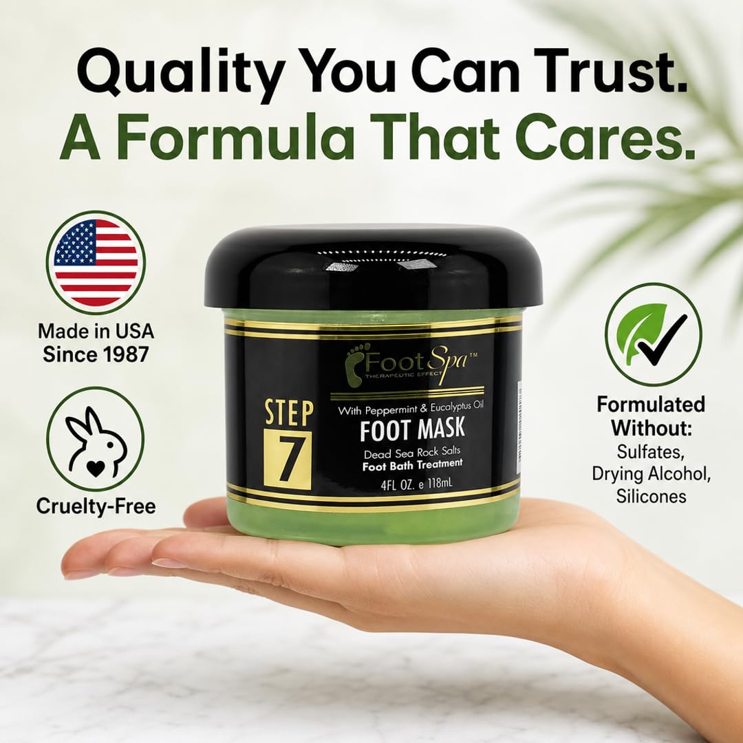 Foot Spa Cream Mask with Peppermint &amp; Eucalyptus Oil – Hydrating Pedicure &amp; Massage Treatment for Tired Feet &amp; Body – Infused with Hyaluronic Acid, Amino Acids &amp; Panthenol