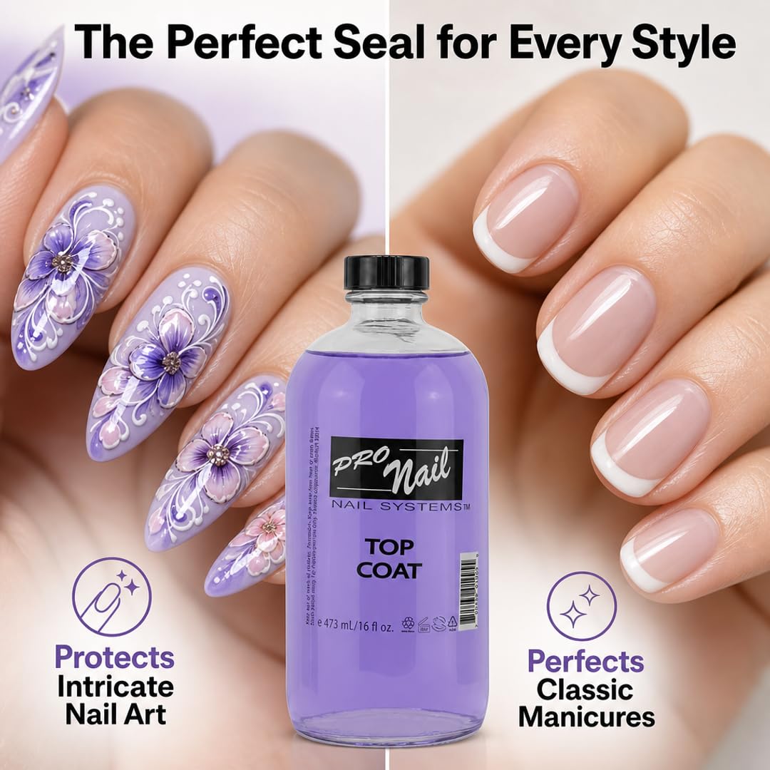 PRO NAIL - Nail Polish Top Coat - High Gloss, Chip Resistant, Long-Lasting Shine for Manicure &amp; Pedicure