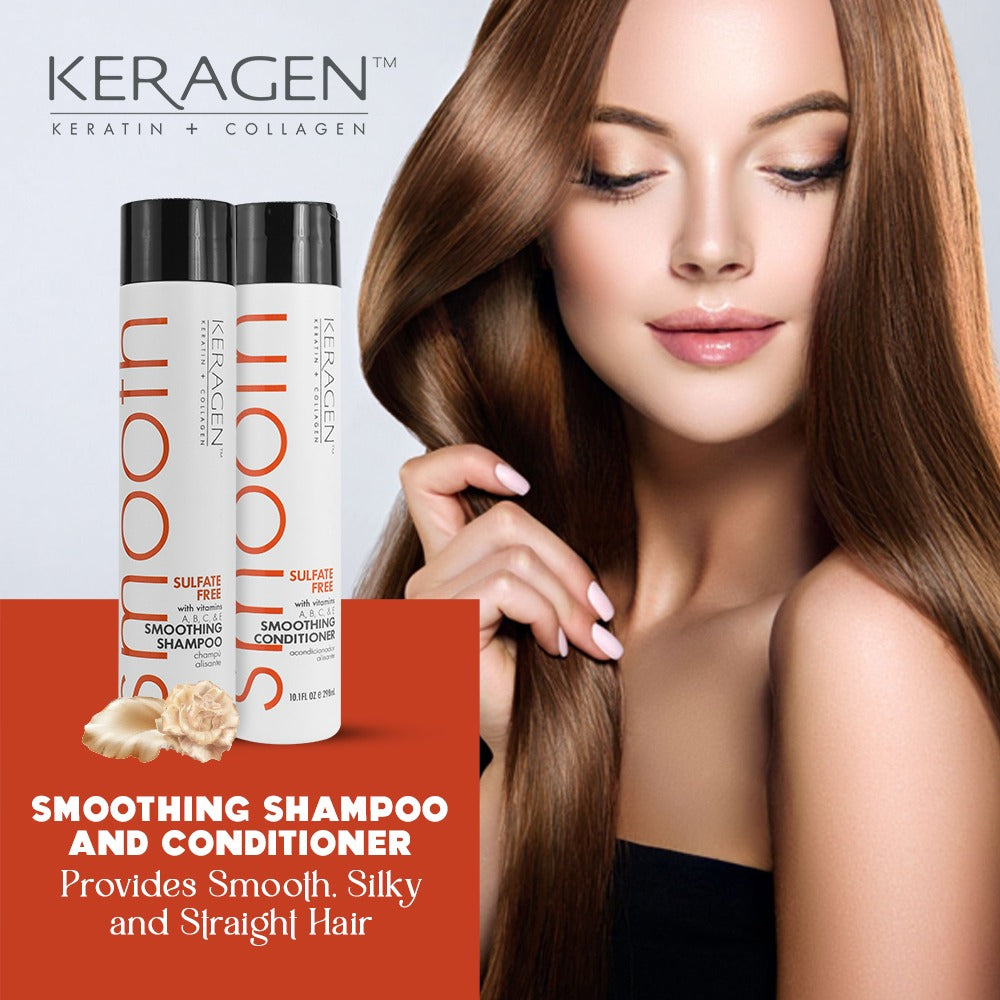 Keragen - Smoothing Shampoo and Conditioner Set with Keratin and Collagen