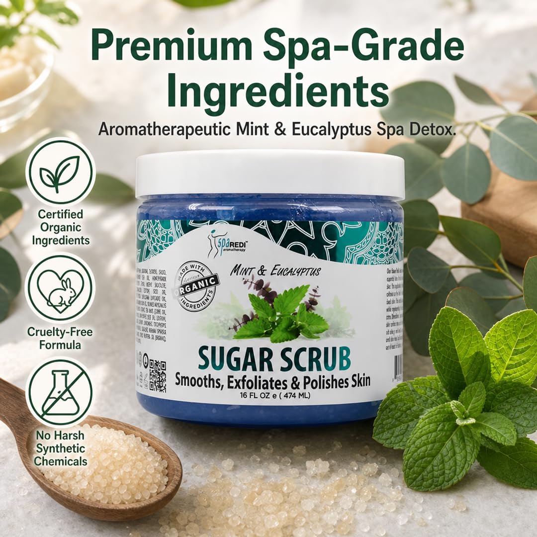 SPA REDI Sugar Body Scrub - Exfoliating &amp; Moisturizing for Smooth, Fresh Skin