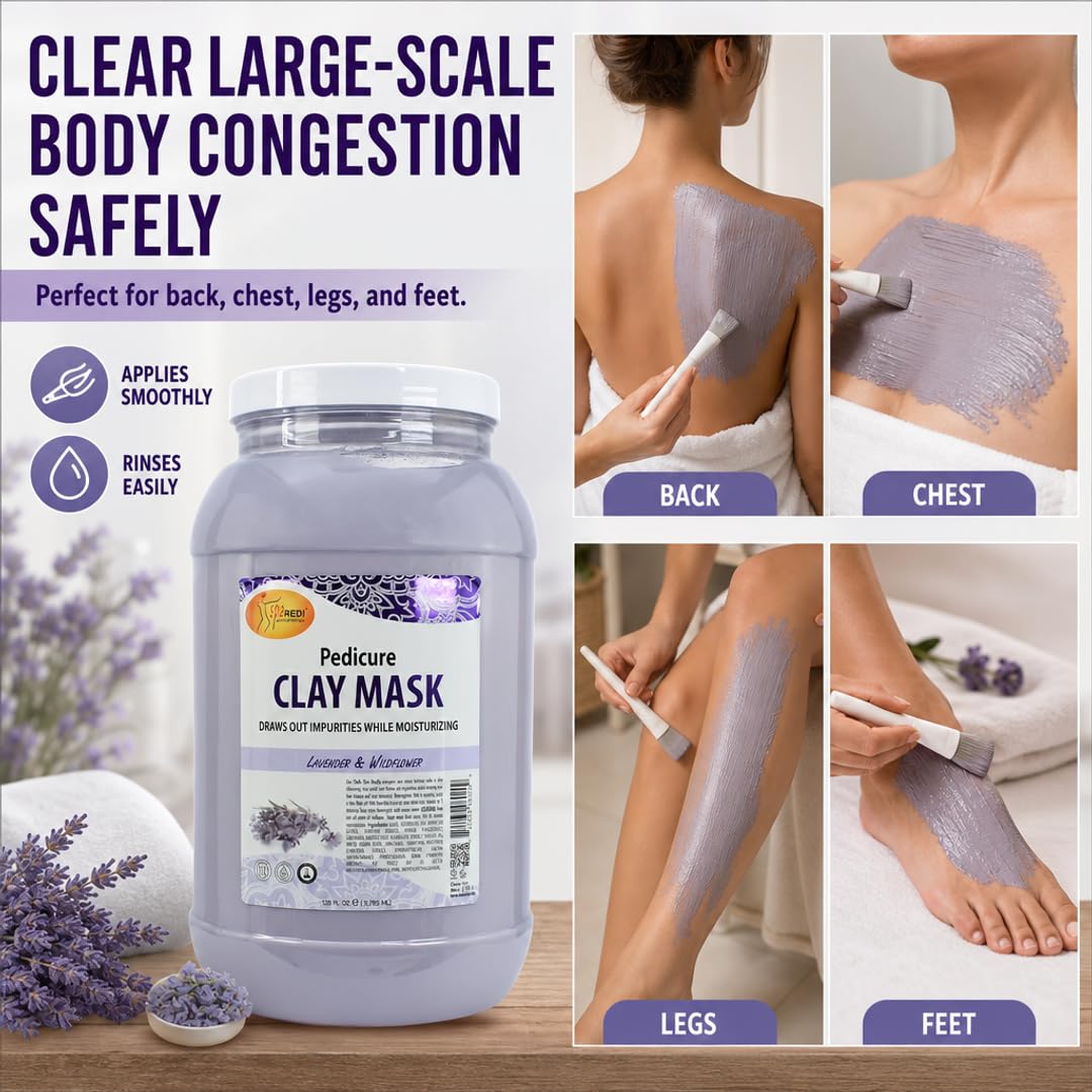 SPA REDI Clay Mask - Detoxifying, Hydrating &amp; Pore Purifying for Body and Pedicure