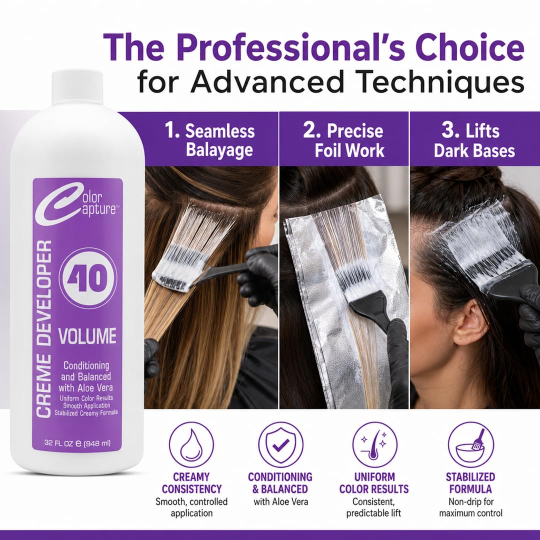 COLOR CAPTURE - Cream Developer, Hair Color Enhancer - Provides Consistent, Vibrant Results for Professional Coloring