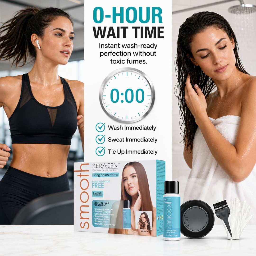 KERAGEN Brazilian Keratin Smoothing Treatment Formaldehyde-Free Blowout Straightening System