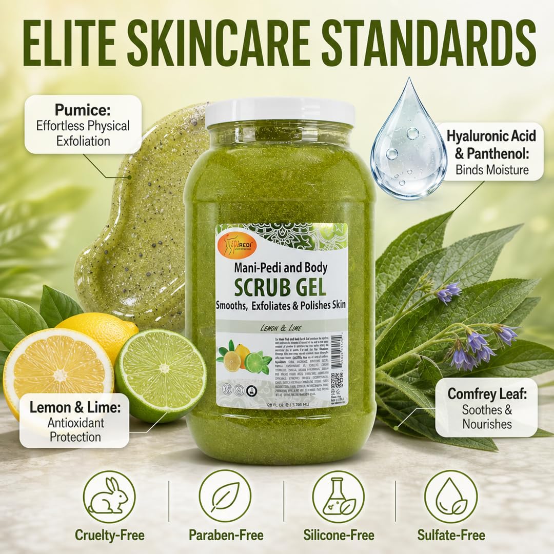 SPA REDI Exfoliating Scrub Pumice Gel - Hydrating Body Exfoliator with Hyaluronic Acid - Refresh &amp; Revitalize