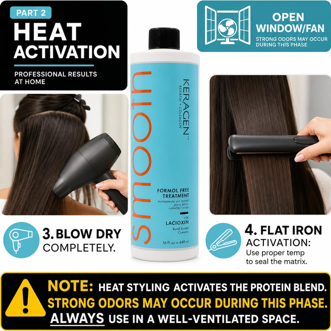 KERAGEN Brazilian Keratin Smoothing Treatment Formaldehyde-Free Blowout Straightening System