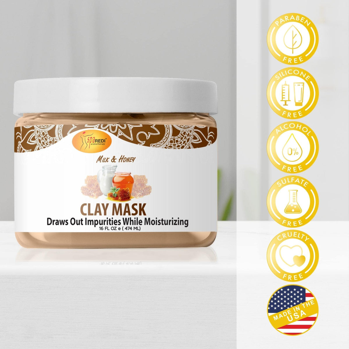 SPA REDI Clay Mask - Detoxifying, Hydrating &amp; Pore Purifying for Body and Pedicure