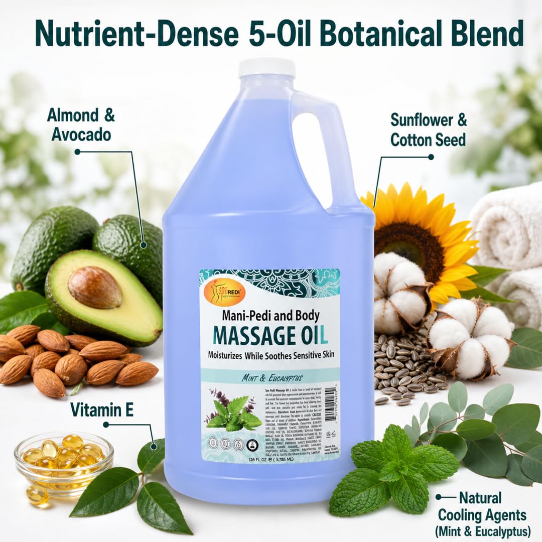 SPA REDI Massage Oil - Soothing Relief for Sore Muscles &amp; Hydrated Skin