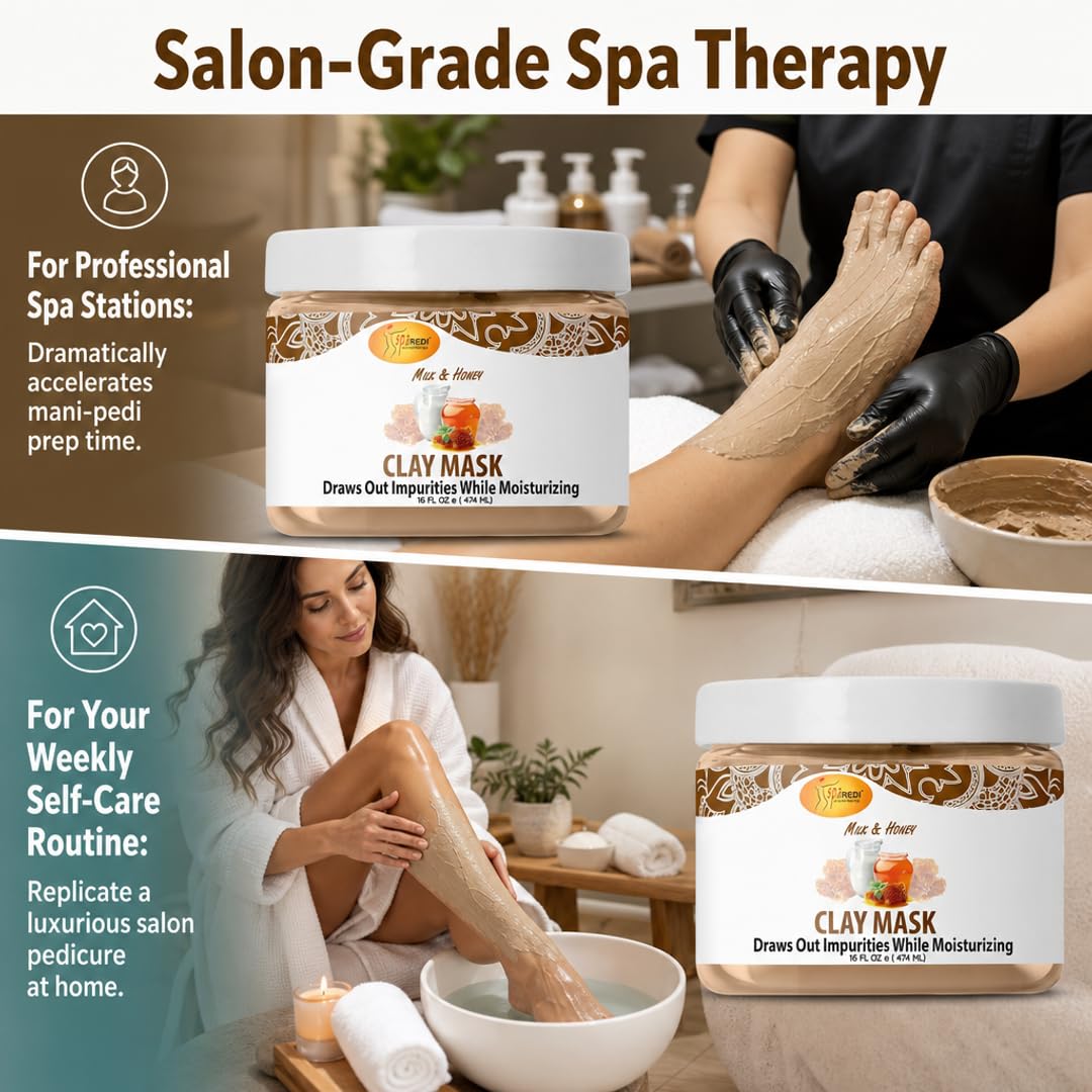 SPA REDI Clay Mask - Detoxifying, Hydrating &amp; Pore Purifying for Body and Pedicure