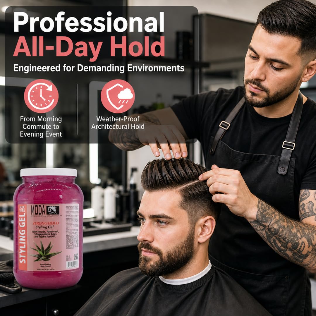 MODA Regular Hold Styling Gel – Nourishes &amp; Repairs with Glycerin, Keratin, Panthenol, Collagen &amp; Vitamin E – Long-Lasting Flexible Hold for All Hair Types