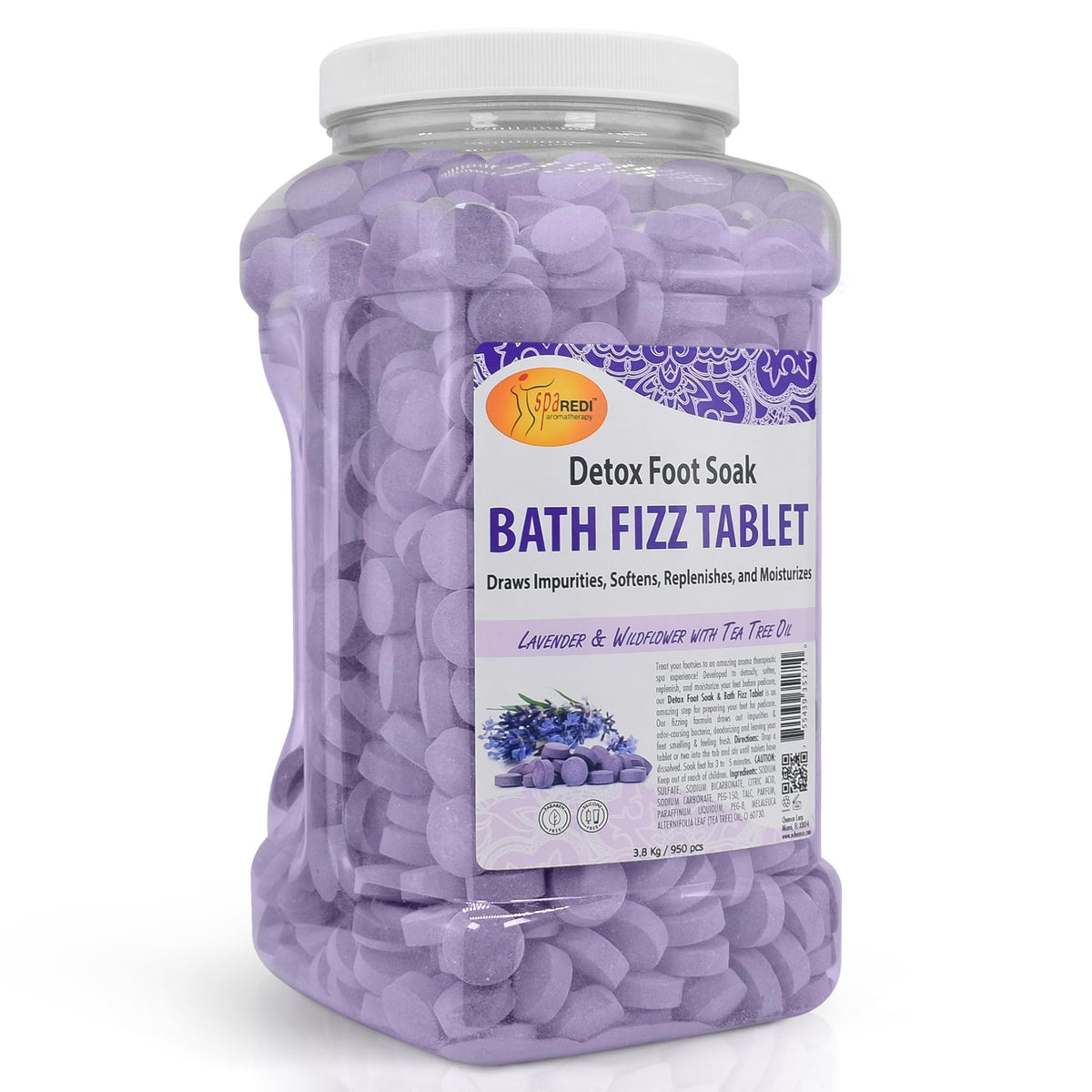 SPA REDI Bath Fizz Tablets - Mandarin Scented - Relaxing Soak for Luxurious Baths - 950 Tablets - 128oz