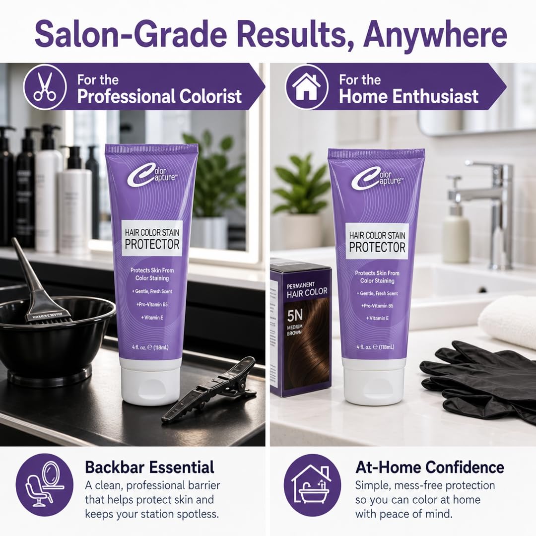 Color Capture Hair Color Stain Protector – Gentle Fresh Scent – Prevents Skin Staining During Hair Coloring – Professional Salon Barrier Cream – 4 fl oz