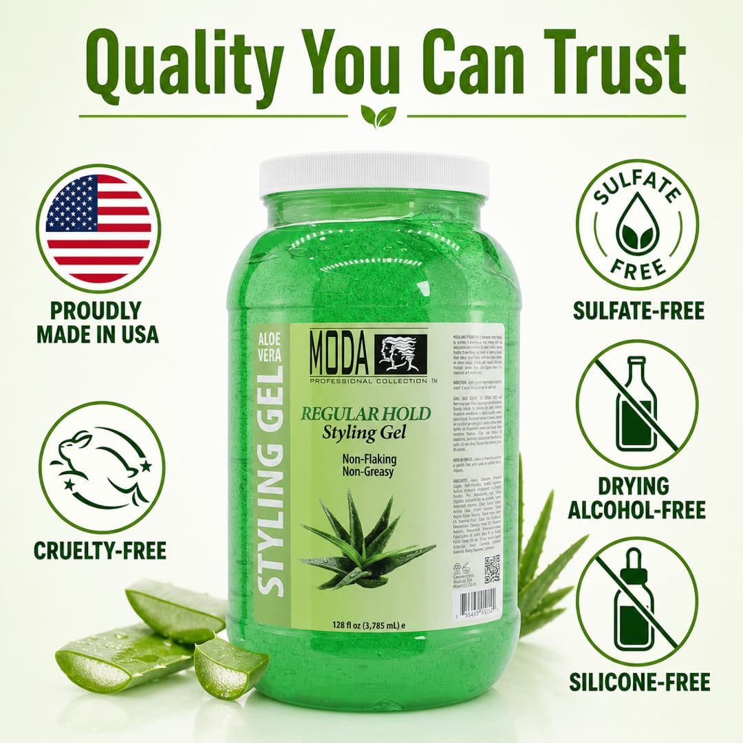 MODA Regular Hold Styling Gel – Nourishes &amp; Repairs with Glycerin, Keratin, Panthenol, Collagen &amp; Vitamin E – Long-Lasting Flexible Hold for All Hair Types