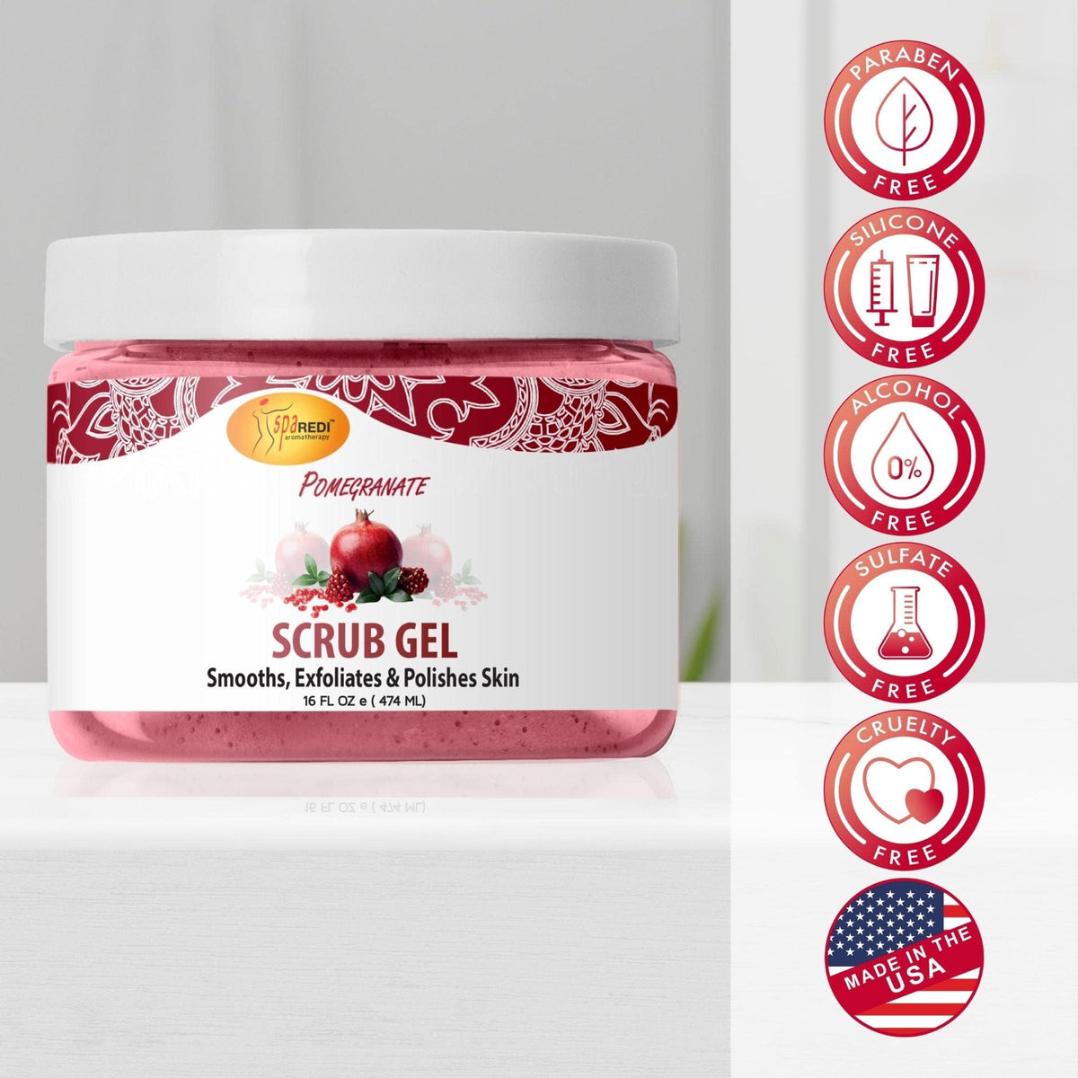 SPA REDI Exfoliating Scrub Pumice Gel - Hydrating Body Exfoliator with Hyaluronic Acid - Refresh &amp; Revitalize