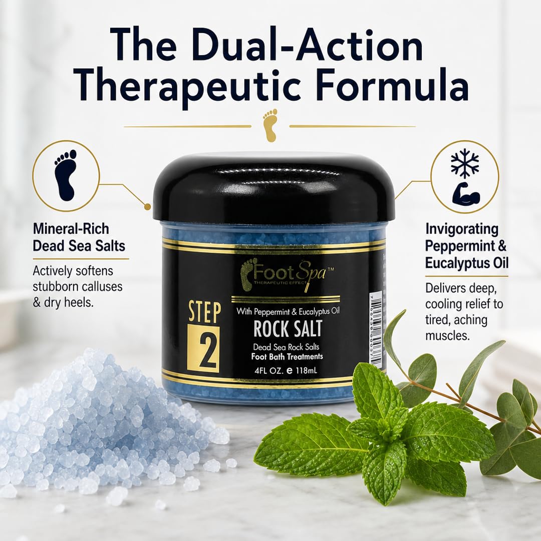 FOOT SPA - Bath Rock Salt with Eucalyptus &amp; Peppermint Oil – Relax, Refresh &amp; Rejuvenate Available in a Variety of Flavors and Sizes