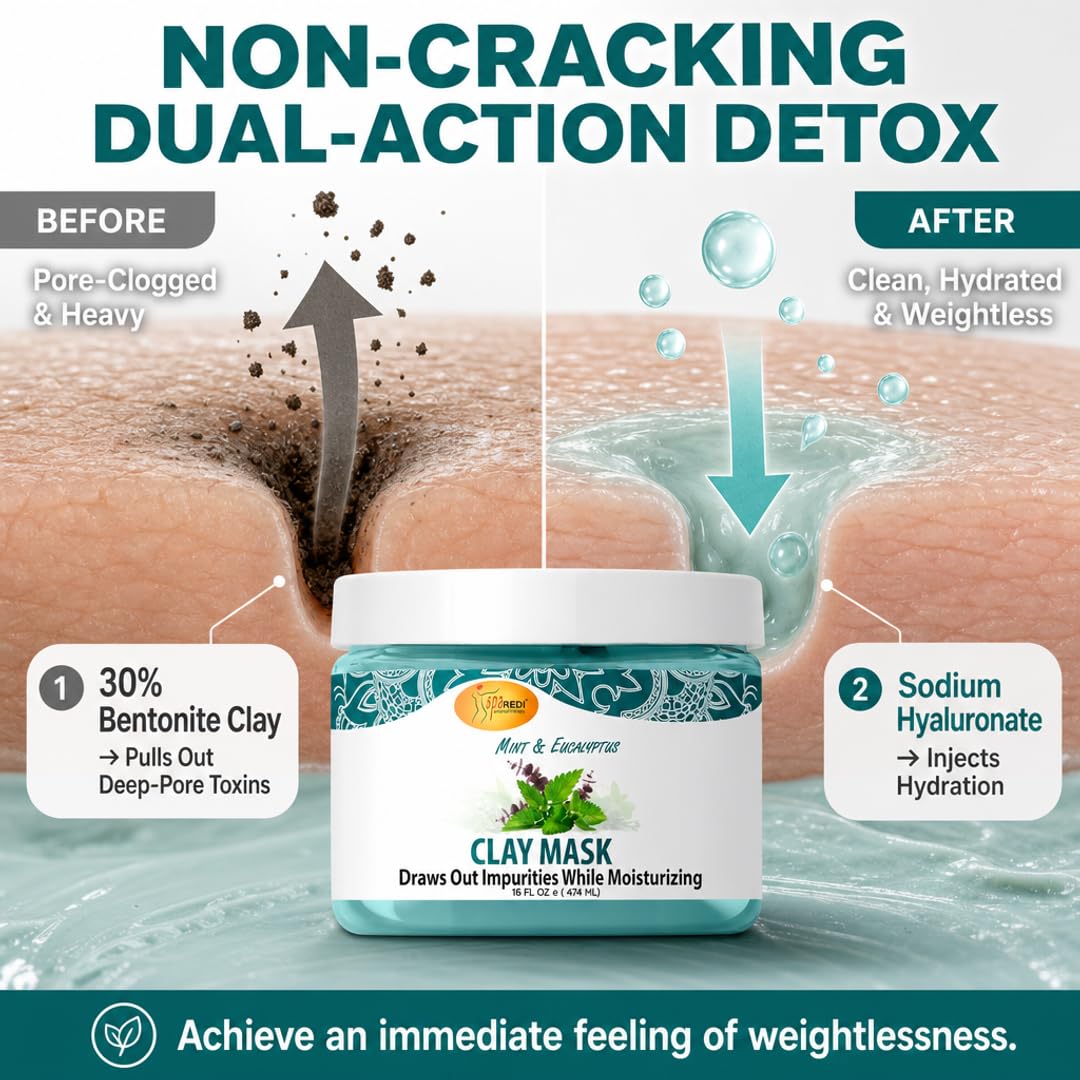 SPA REDI Clay Mask - Detoxifying, Hydrating &amp; Pore Purifying for Body and Pedicure
