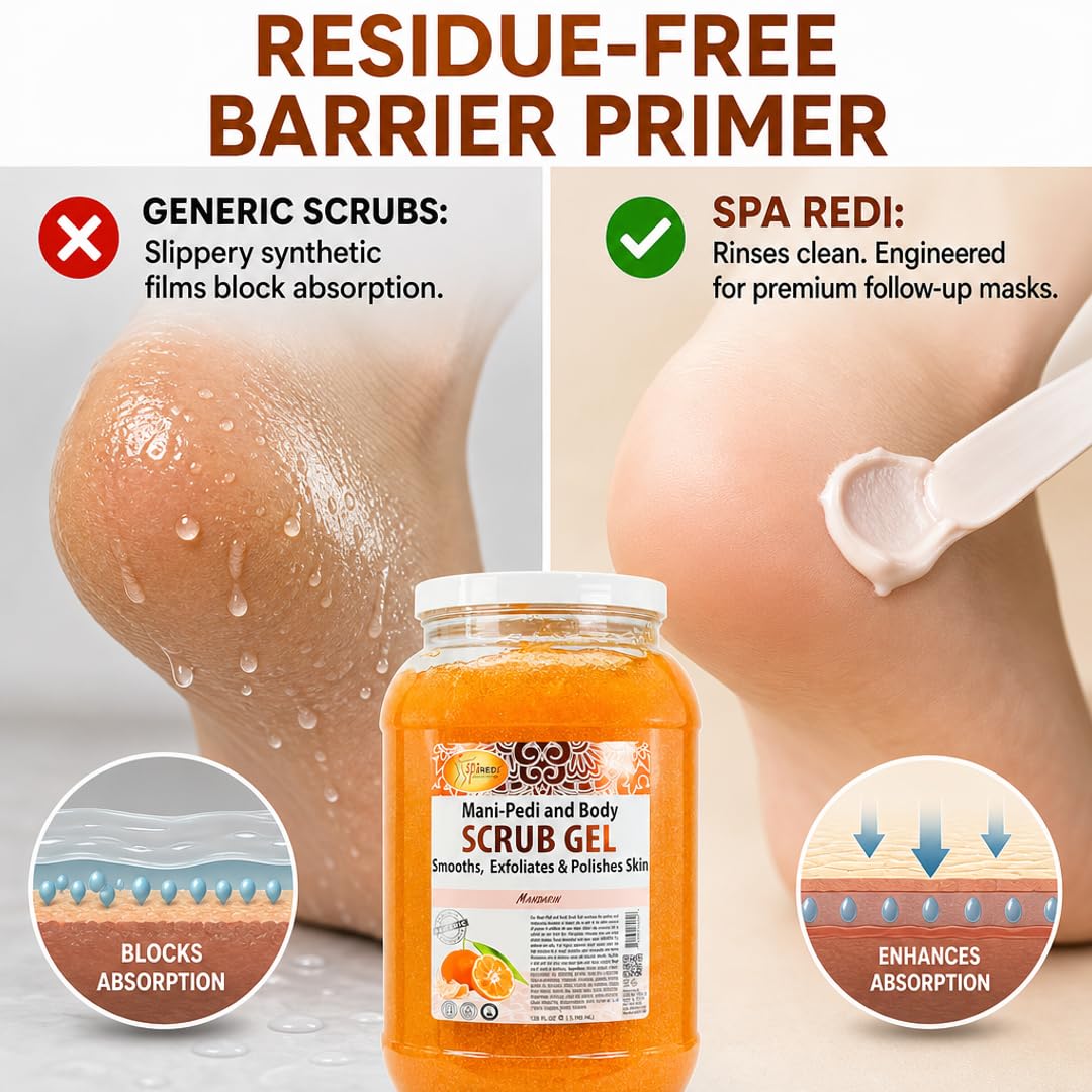 SPA REDI Exfoliating Scrub Pumice Gel - Hydrating Body Exfoliator with Hyaluronic Acid - Refresh &amp; Revitalize