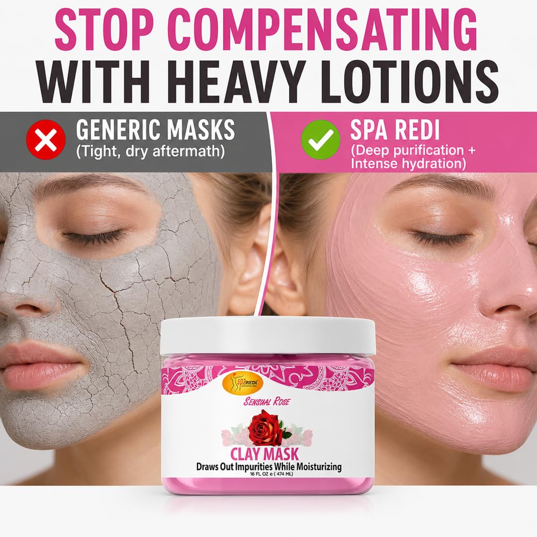 SPA REDI Clay Mask - Detoxifying, Hydrating &amp; Pore Purifying for Body and Pedicure