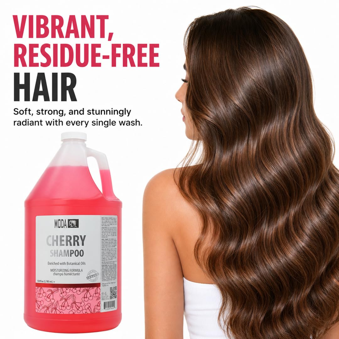 MODA - Moisturizing Shampoo for All Hair Types, Balsam and Protein, Professional - Deep Cleansing and Conditioning - Strengthens, Restores, and Adds Shine