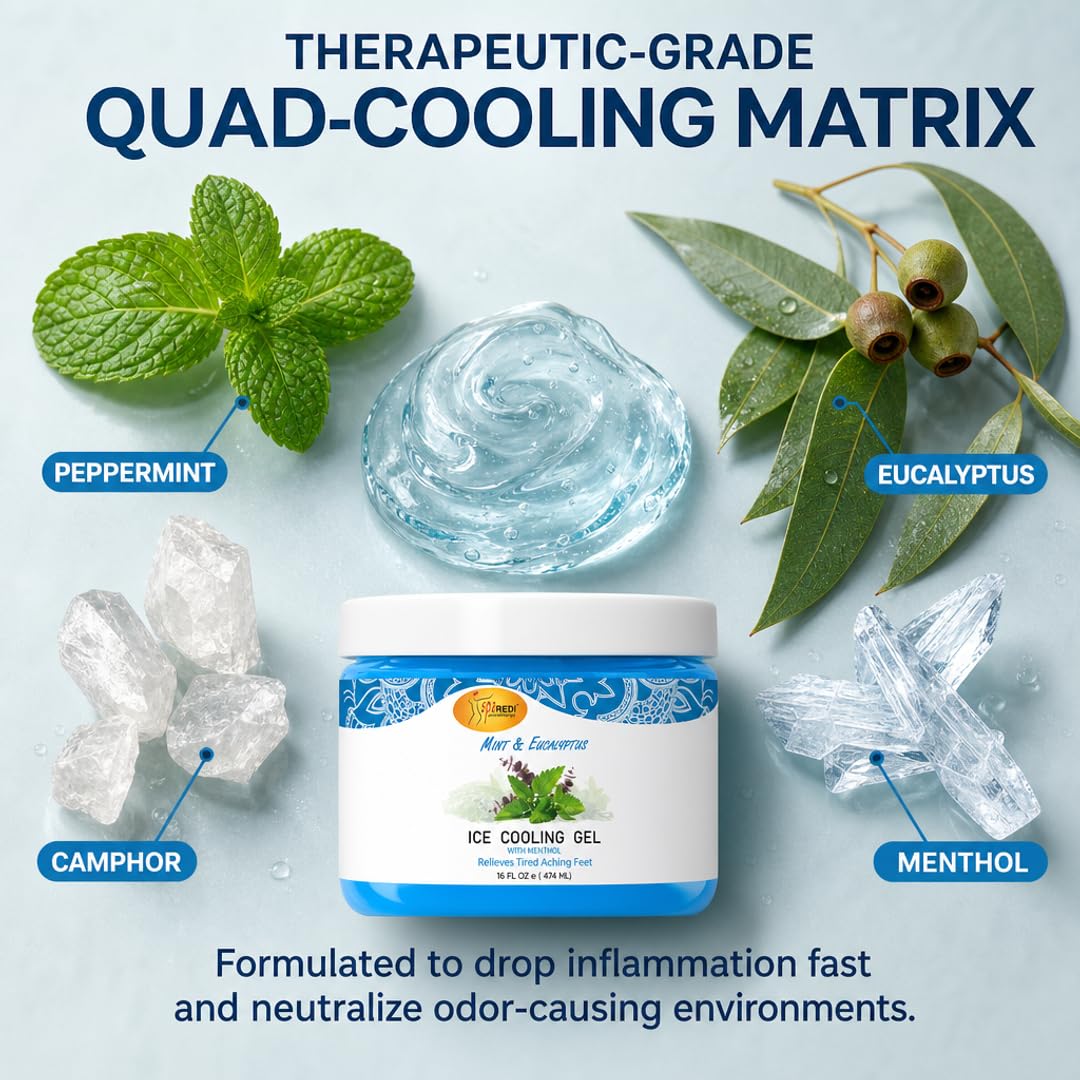 SPA REDI Massage Cooling Gel for Pedicure - Professional Strength Ice Cooling Gel - Refresh &amp; Soothe