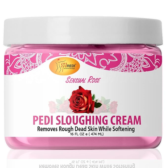 SPA REDI Foot Cream - Sensual Rose Sloughing Lotion - Exfoliate & Smooth Dry Cracked Feet - 16 Oz
