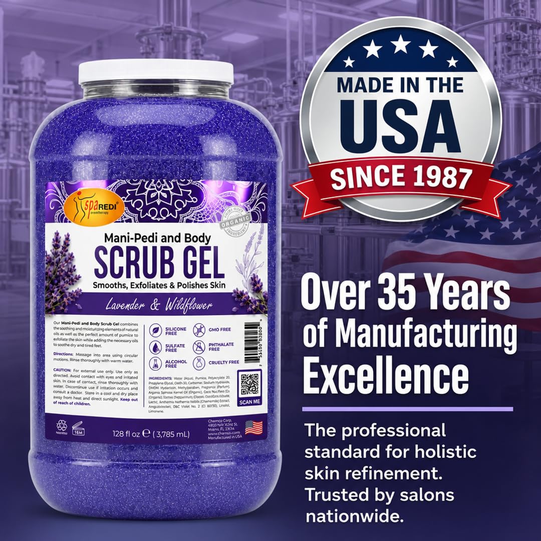 SPA REDI Exfoliating Scrub Pumice Gel - Hydrating Body Exfoliator with Hyaluronic Acid - Refresh &amp; Revitalize