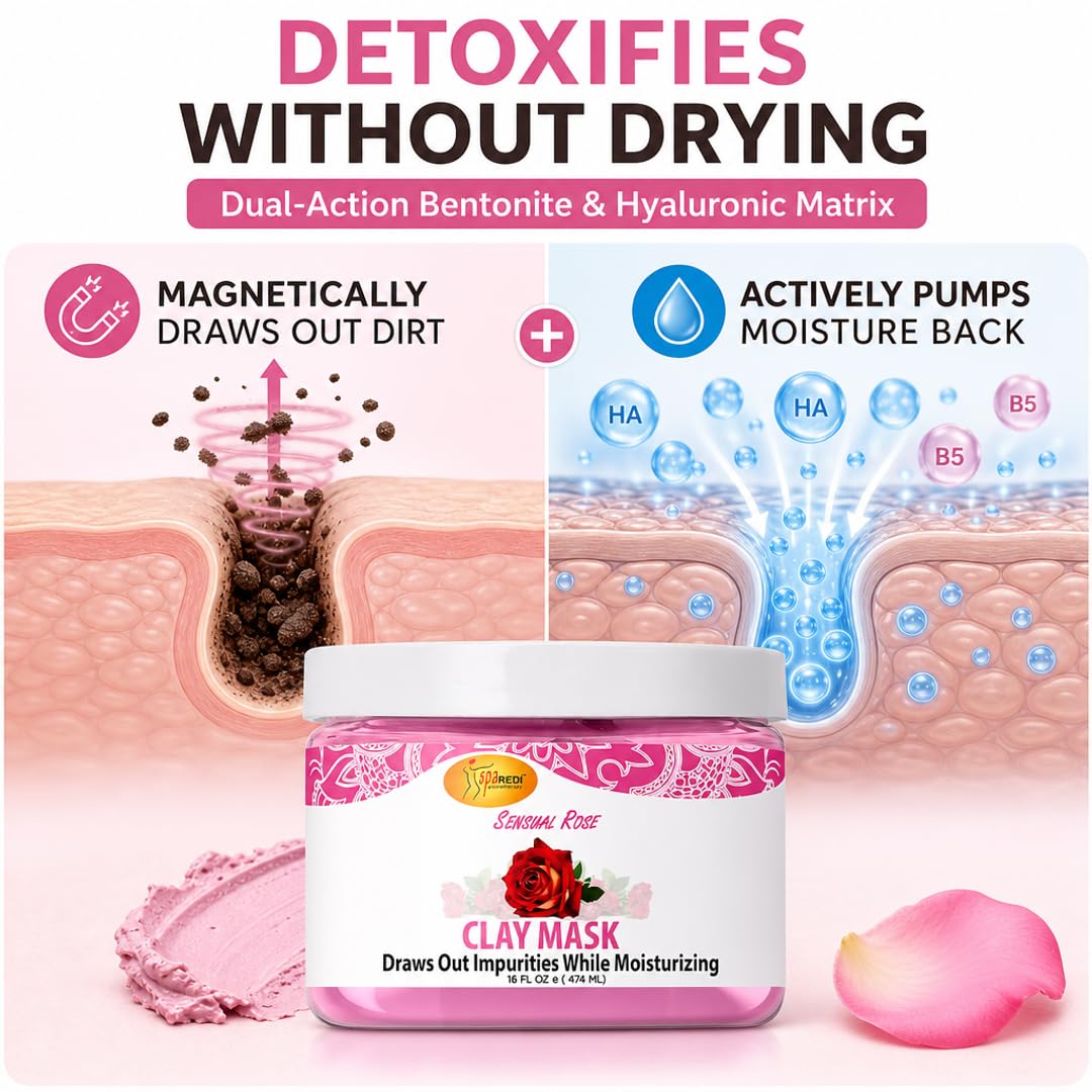 SPA REDI Clay Mask - Detoxifying, Hydrating &amp; Pore Purifying for Body and Pedicure