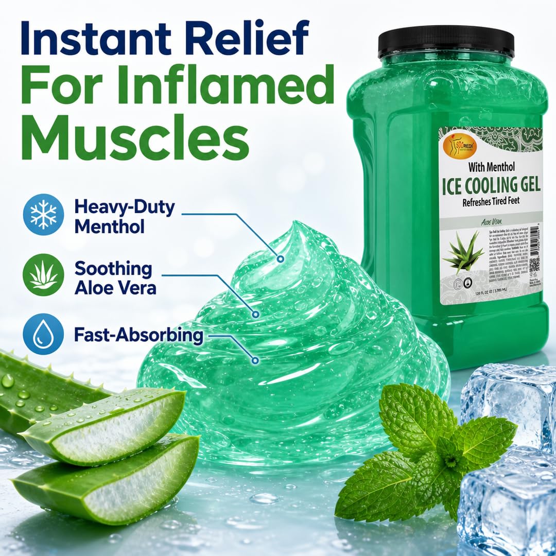 SPA REDI Massage Cooling Gel for Pedicure - Professional Strength Ice Cooling Gel - Refresh &amp; Soothe