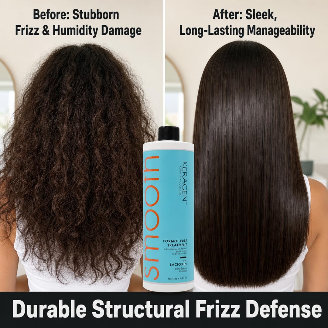 KERAGEN Brazilian Keratin Smoothing Treatment Formaldehyde-Free Blowout Straightening System