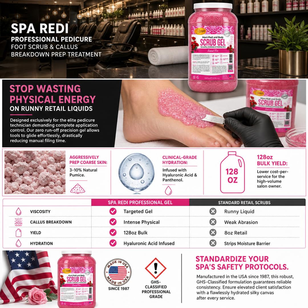 SPA REDI Exfoliating Scrub Pumice Gel - Hydrating Body Exfoliator with Hyaluronic Acid - Refresh &amp; Revitalize