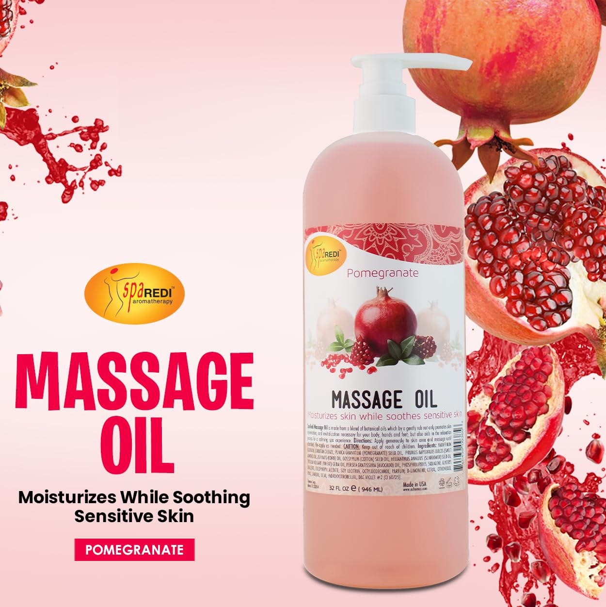 SPA REDI Massage Oil - Soothing Relief for Sore Muscles &amp; Hydrated Skin