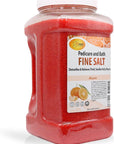 Spa Redi Pedicure and Bath Fine Salt, 128 fl oz jar with mandarin scent. Bright red salt crystals detoxify and relieve tired, swollen muscles. Ideal for pedicure and bath treatments to soften skin and enhance relaxation.