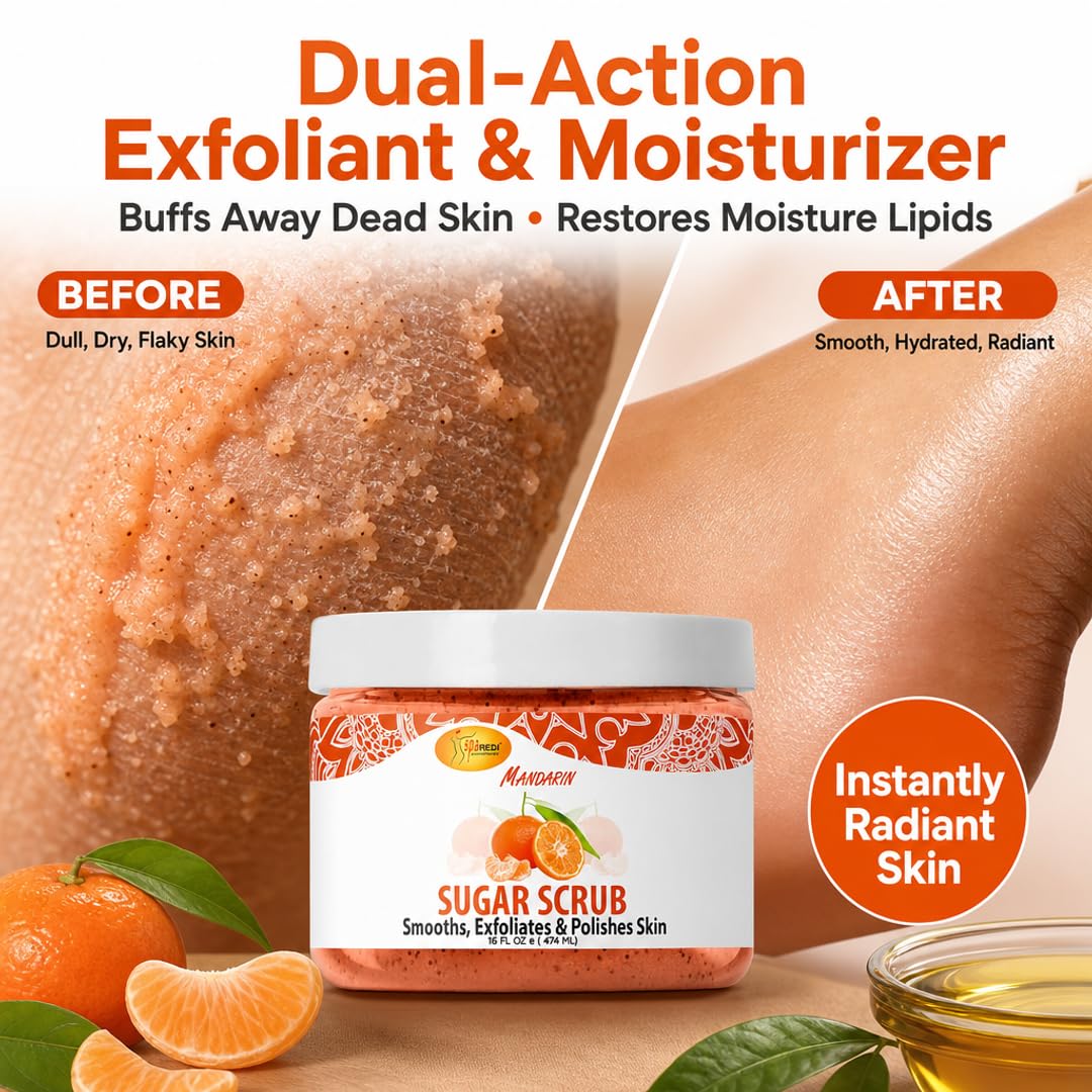 SPA REDI Sugar Body Scrub - Exfoliating &amp; Moisturizing for Smooth, Fresh Skin