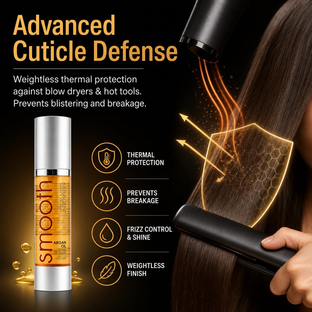 KERAGEN Nourishing Argan Oil Hair Serum for Dry &amp; Damaged Hair