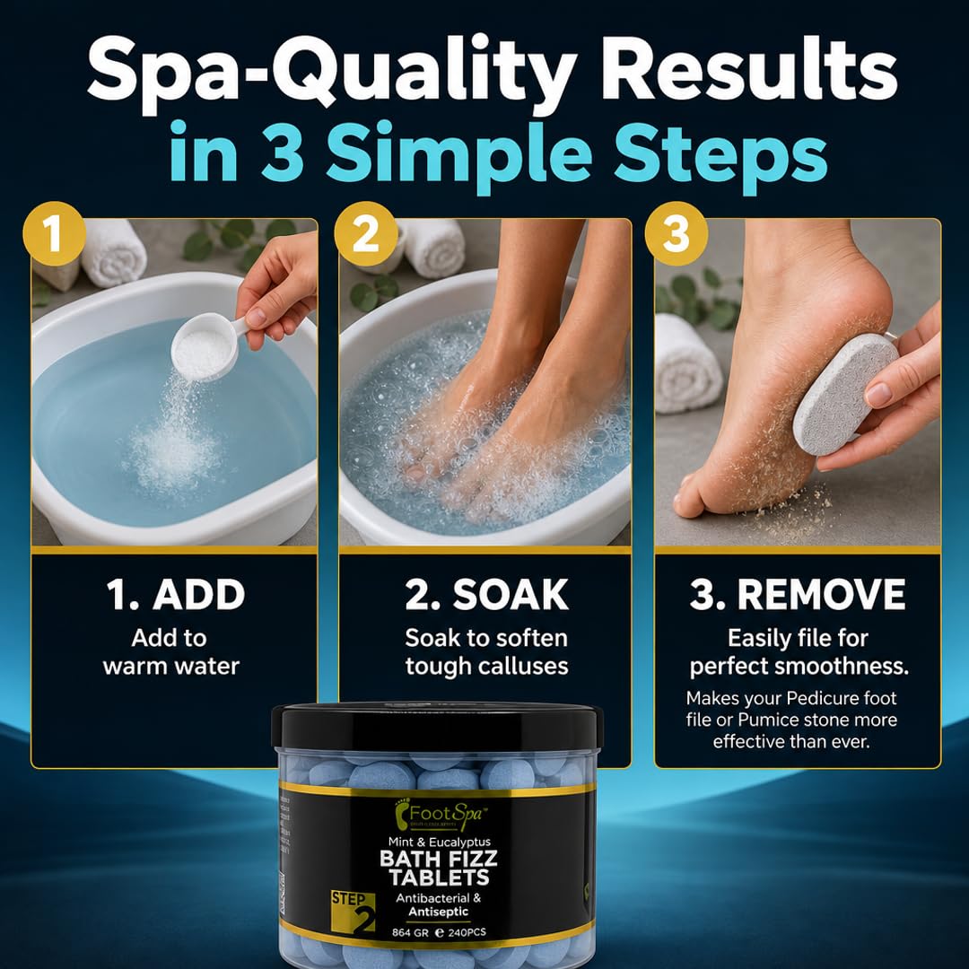 FOOT SPA Bath Fizz - Mint &amp; Eucalyptus - Relaxing Aromatherapy for Refreshing Foot Soaks