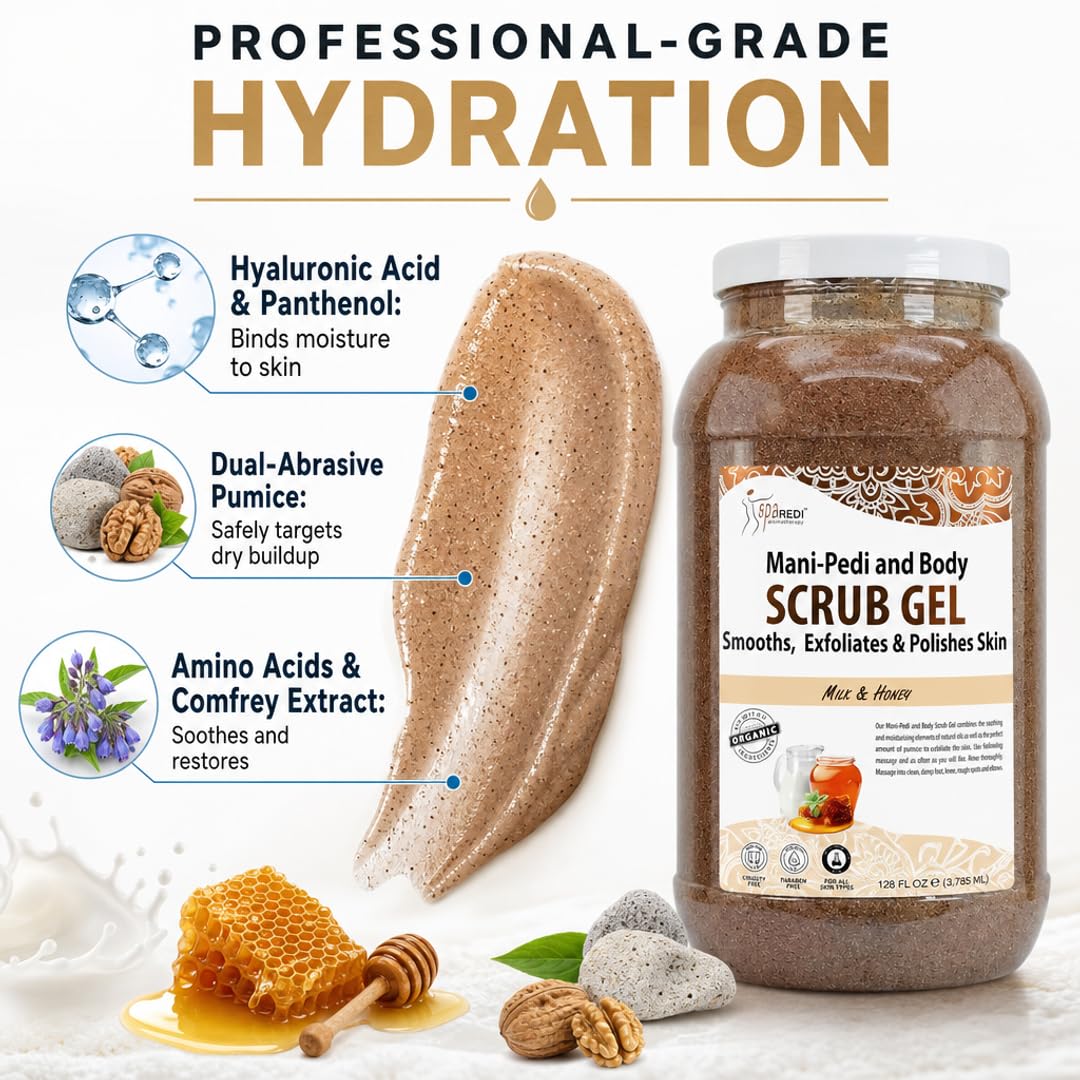SPA REDI Exfoliating Scrub Pumice Gel - Hydrating Body Exfoliator with Hyaluronic Acid - Refresh &amp; Revitalize