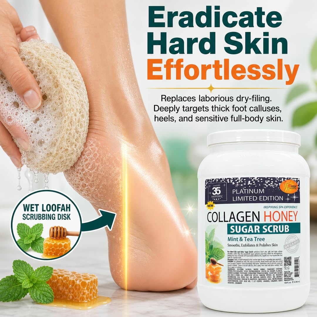 SPA REDI Citrus Crush Body Sugar Scrub – Granulated Sucrose Exfoliant with Hydrolyzed Collagen, Argan Oil &amp; Honey | Salon Backbar &amp; At-Home Use | Made in USA | 1 Gallon