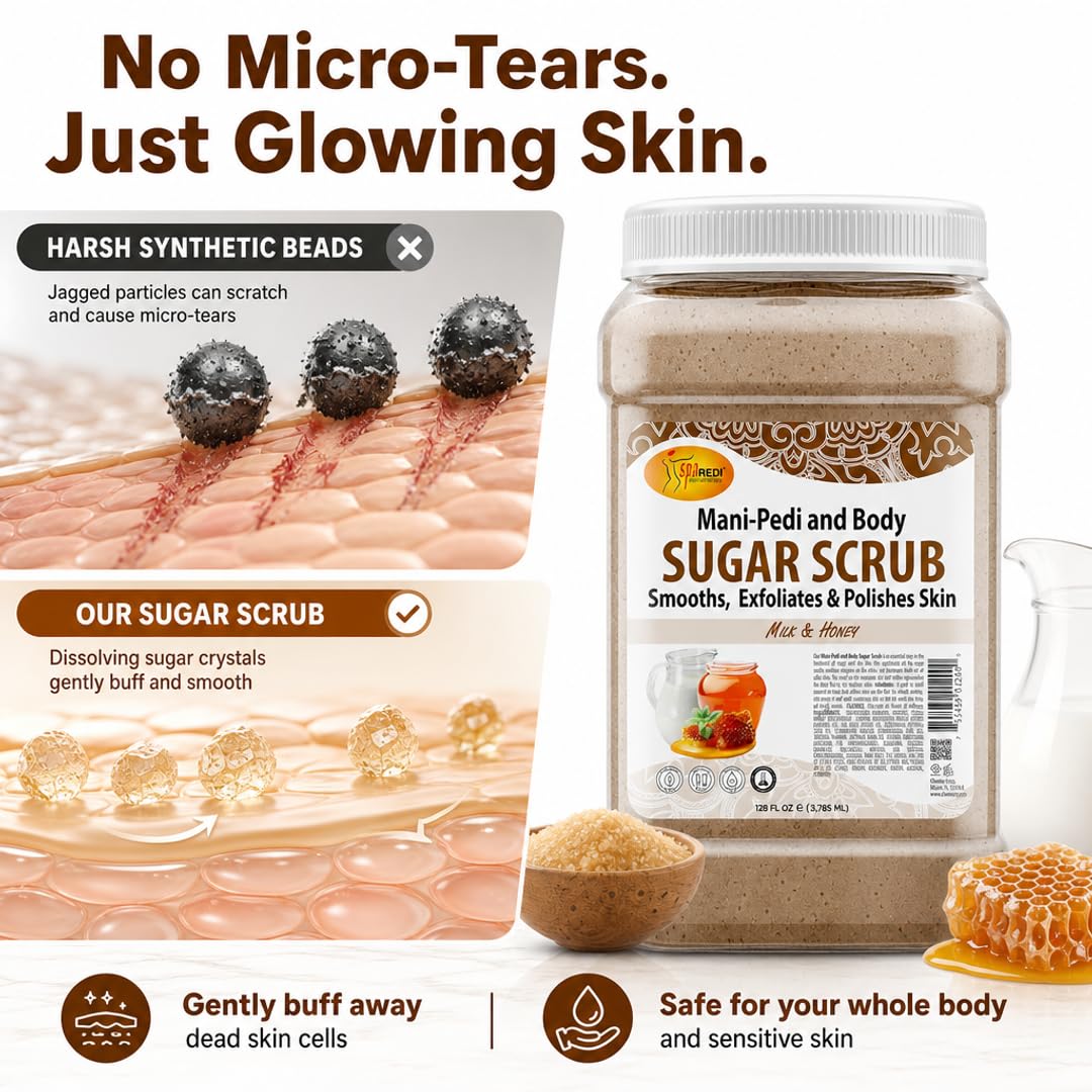 SPA REDI Sugar Body Scrub - Exfoliating &amp; Moisturizing for Smooth, Fresh Skin