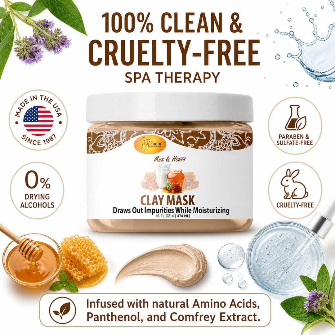 SPA REDI Clay Mask - Detoxifying, Hydrating &amp; Pore Purifying for Body and Pedicure